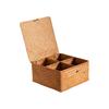 Seagrass Woven Cattail Desktop Storage Box with Lid - 4-Compartment Organizer for Cosmetics, Tea, Coffee Table, or Mooncakes