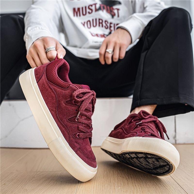 Homme Men Youth Flats Board Shoes Autumn New Versatile Personality Student Leather Casual Shoes Fashion Vintage Sneakers for Men