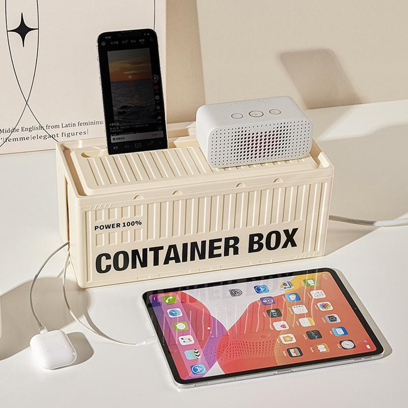 Unique Container Desktop Power Strip Storage Box Dustproof Socket Storage Box Home Wire Case Wire Management Cable Organizer