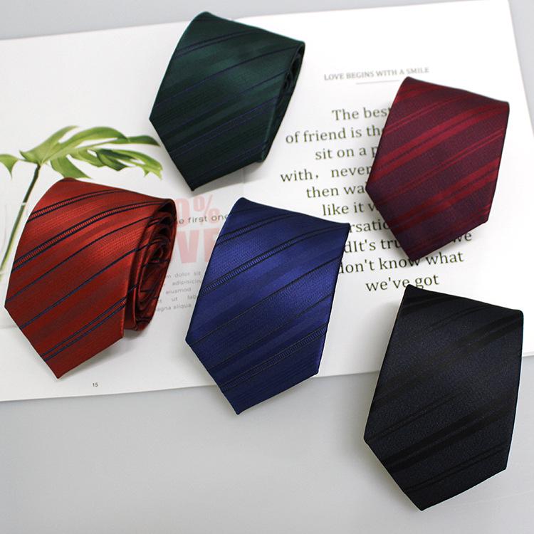 2024 Men's Jacquard Polyester Silk Tie - Floral and Stripe Design