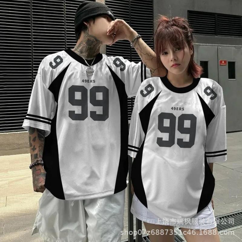 Mens Oversized Hip Hop Streetwear T-Shirt Loose Fit Short Sleeve Cotton Graphic Tee
