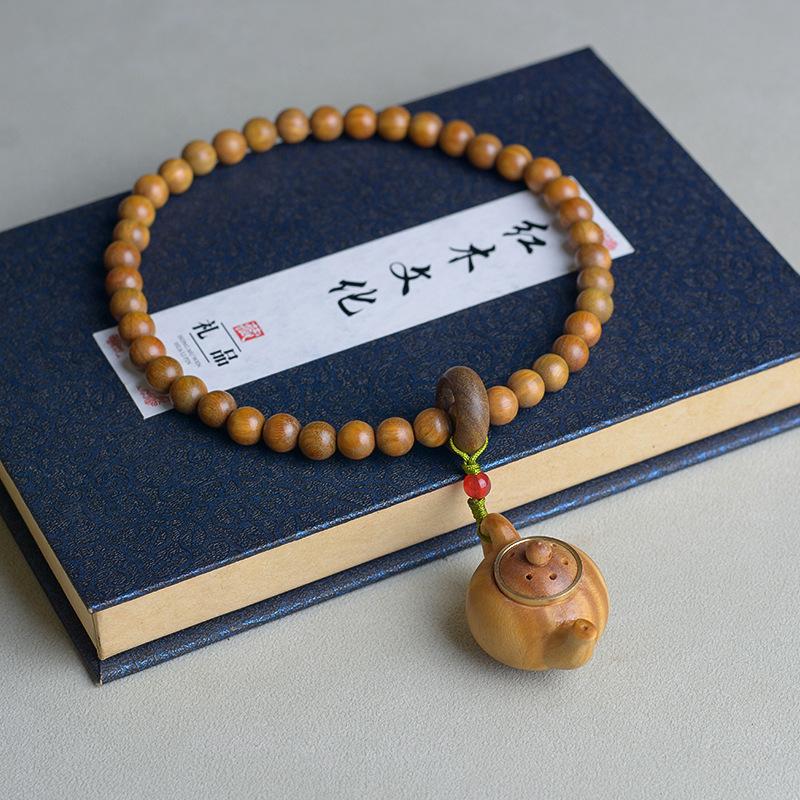 Argentina green sandalwood diy double lotus bracelet - premium wooden sandalwood prayer beads