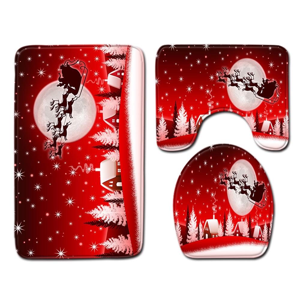 

Рождественский коврик для ванной, туалетный трехпредметный набор 45cmx75cm