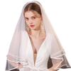 Lightweight Bridal Tulle Veil Handmade Head Cover White Trim Hair Decoration For Engagement Party