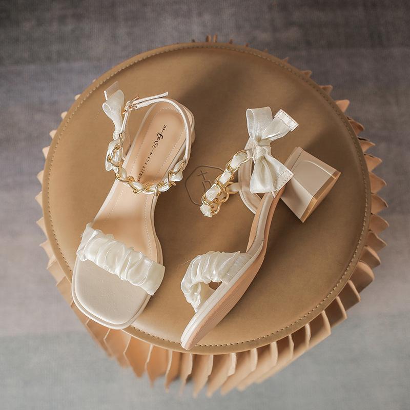 

Женские туфли на низком квадратном каблуке с открытым носком и ремешком на щиколотке, босоножки на массивном каблуке с ремешками, удобные летние туфли-лодочки для свадебного платья, женская обувь 43