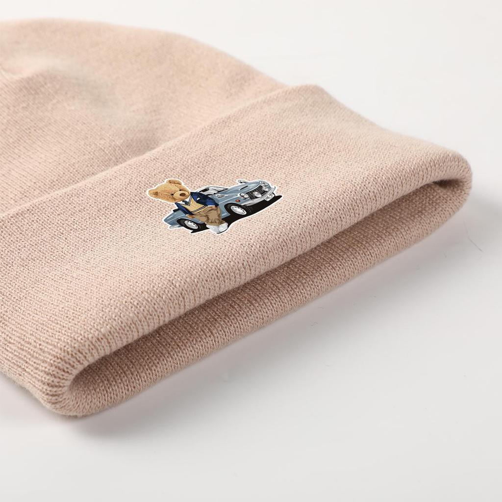Bear Car Warm Knit Cap Beanie, Animal Man Cap Warm Winter Casual Bonnet Knit Hat Beanie