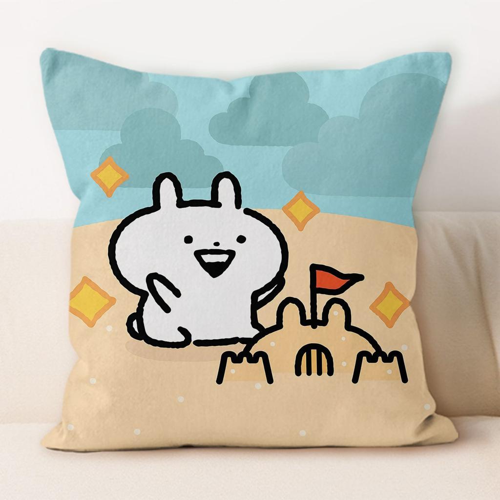 Happy Bunny Pillow Modern Simple Home Decoration Cushion Car Backrest Square Pillow
