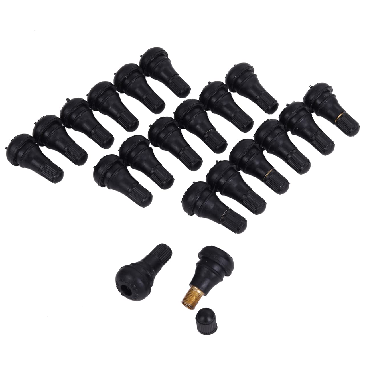 

HIRO WORLD TRADE Motorcycle Tire Valves, Pack of 20, Rubber Valves, Mushi Valve Core TR412×20 pieces
