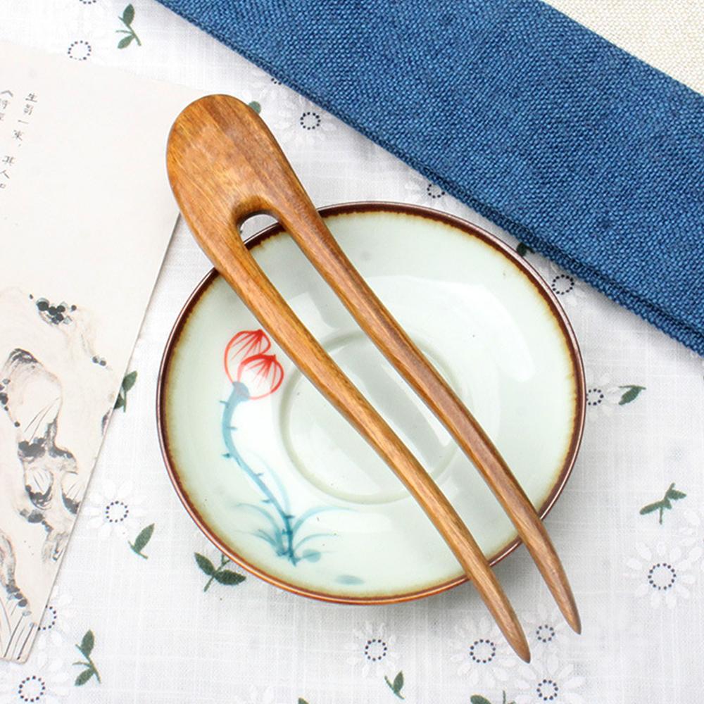 

U-образная палочка для волос, китайские заколки для волос, аксессуары для укладки, деревянные, ручной работы, элегантный головной убор для женщин, девушек