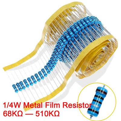 200 PCS 1/4W .25 Watt 1% Tolerance Metal Film Resistor 68K 75K 82K 91K 100K 110K 120K 150K 180K 200K 220K 240K 270K 300K 330K 360K 390K 510K Ohm Ohm