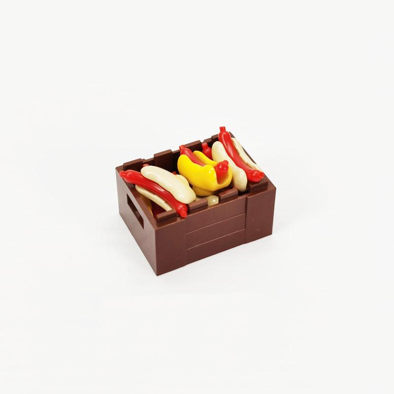 Food Building Blocks City Friend Accessories Bread Chips Roast Chicken Pizza Hot Dog Fish Fruit Carrot Basket Classic MOC Bricks