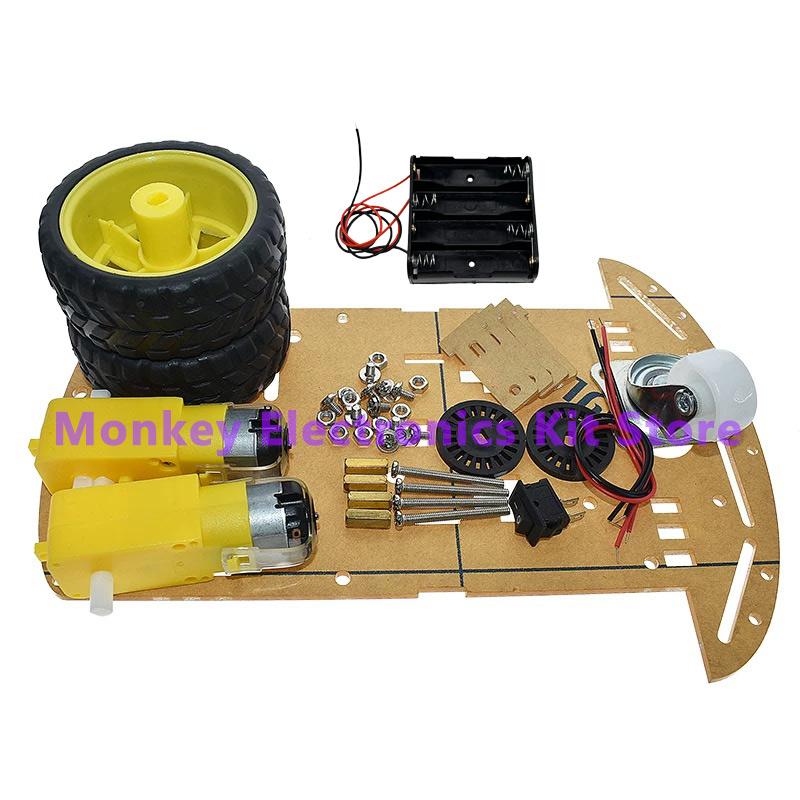Smart Car Kit 1WD Smart Robot Car Chassis Kits Car With Speed Encoder and Battery Box Diy Electronic Kit for R1 Board