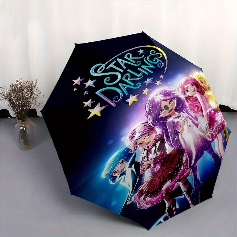 Star Darlings, Animation Automatic Opening and Closing Umbrella, Compact Travel Umbrella, Lightweight and Portable, Suitable for Beach Commu