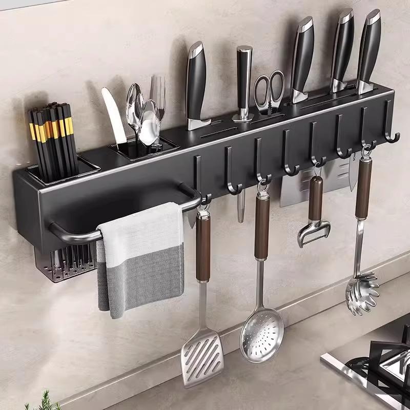 5 Yuan Off: Wall-Mounted Knife & Chopstick Holder - No Drill, Multifunctional Kitchen Storage Rack