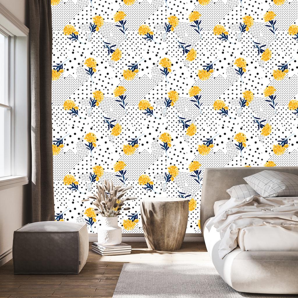 Flowers and dots wallpaper for living room and bedroom 50x1000