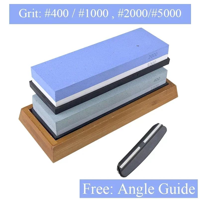 400 1000 3000 Grit Double-sided Sharpening Stone Base Angle Guide Set Kitchen Knife Sharpener Grinding Whetstone Apex Egde Blade