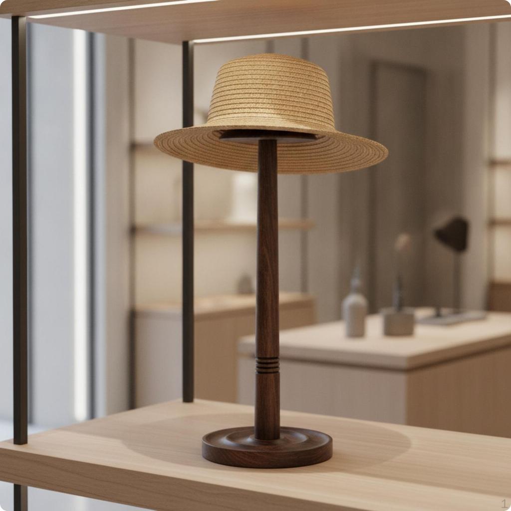 Freestanding Hat Stand with Round Base | Smooth Wood Finish, Tabletop Rack, for Countertop Short