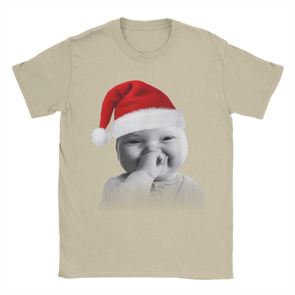 Funny Niche Baby Gen Z Meme Giggling AI Laughing Christmas T Shirt 100 Cotton TShirts For Men Tee Shirt Short Sleeve Top Tees