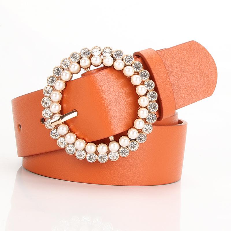 Rhinestone & Pearl Women's Belt Buckle - Stylish Decorative Belt for Dresses