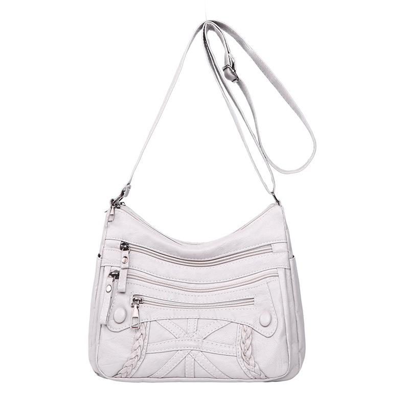 New women's casual fashion versatile multi-layer multi-pocket soft leather shoulder bag diagonal span bag mother bag