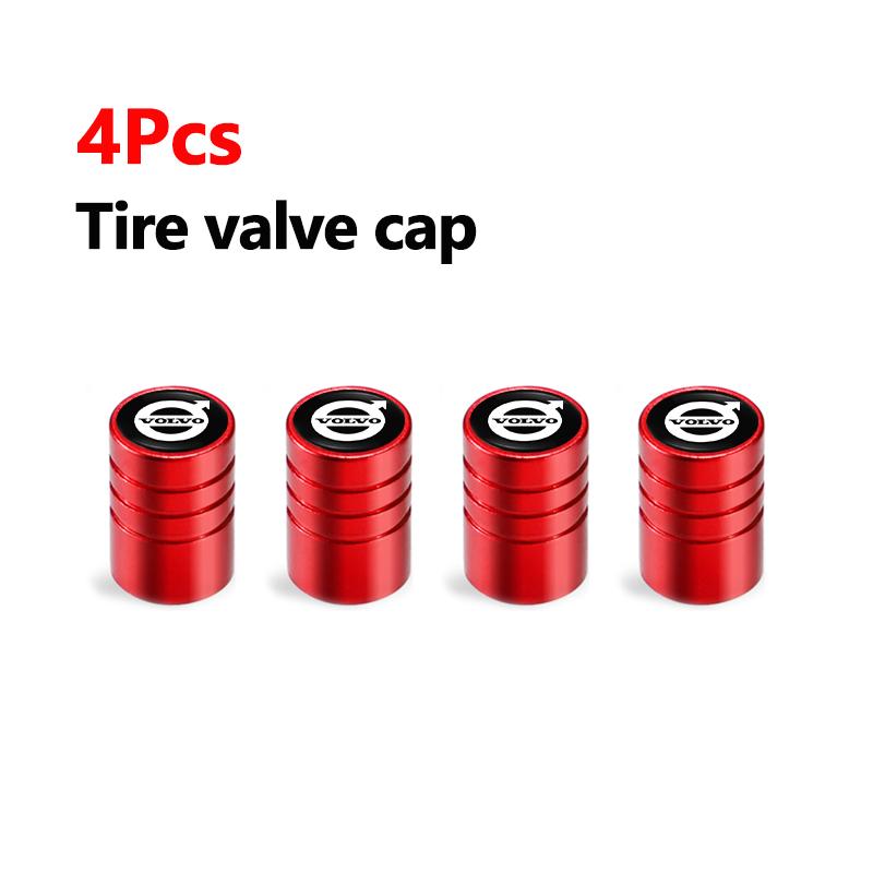 Car Tire Wheel Valve Cap Cover+Metal Car Key Chain Ring Keychain For Volvo V50 XC60 V40 XC90 S60 XC40 V60 V70 S90 Olestar AWD T6