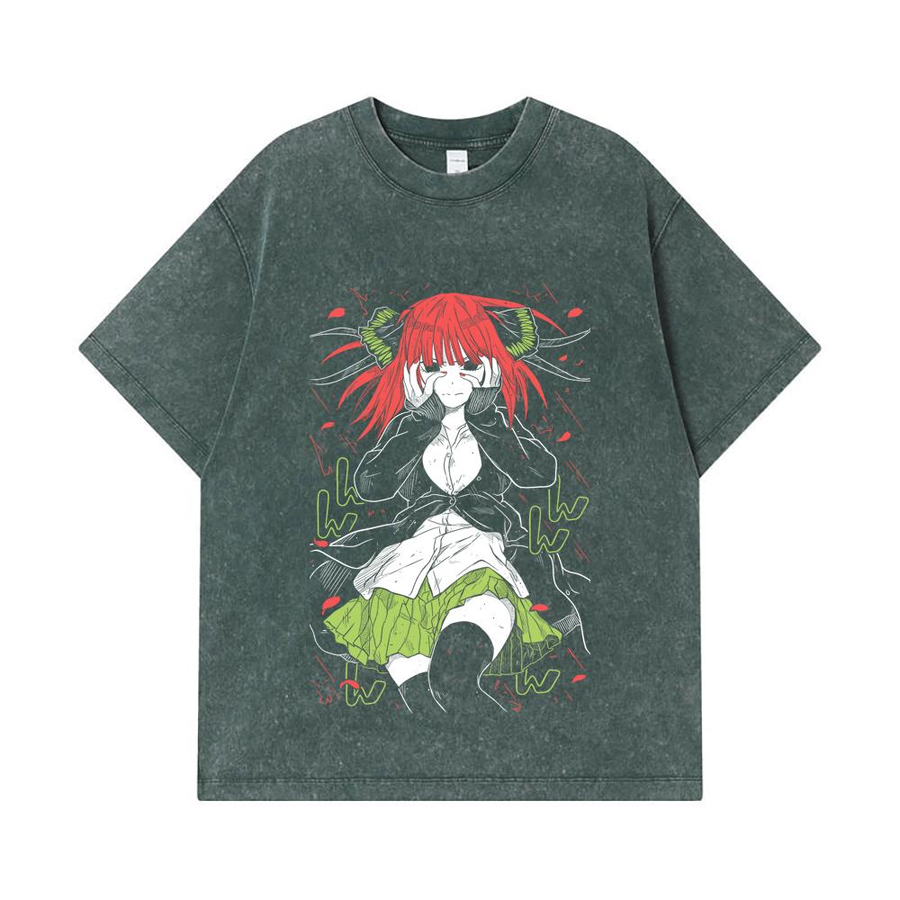 275 GSM Washed T-shirts 100% Cotton The Quintessential Quintuplets V1 Nino Print Unisex Heavy Cotton T Shirt