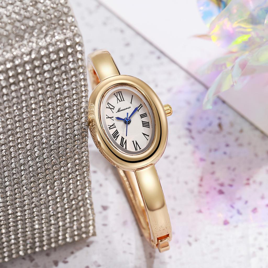 Elegant Oval Roma Dial Women Quartz Watch Fashion Bracelet Strap Ladies Wristwatch Girls Clock Gift