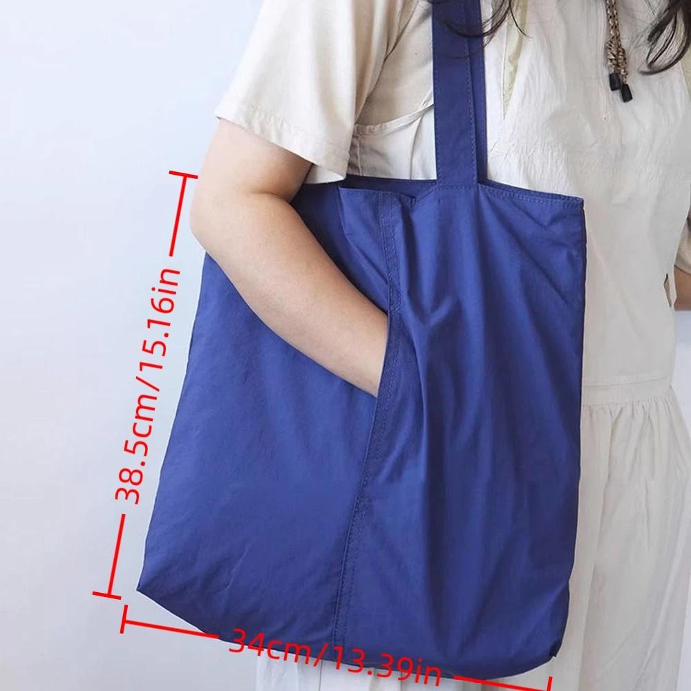 Large Capacity Women Shopping Bag Anti-Theft Foldable Grocery Handbag Built-In Pocket Reusable Portable Shoulder Tote Casual Use