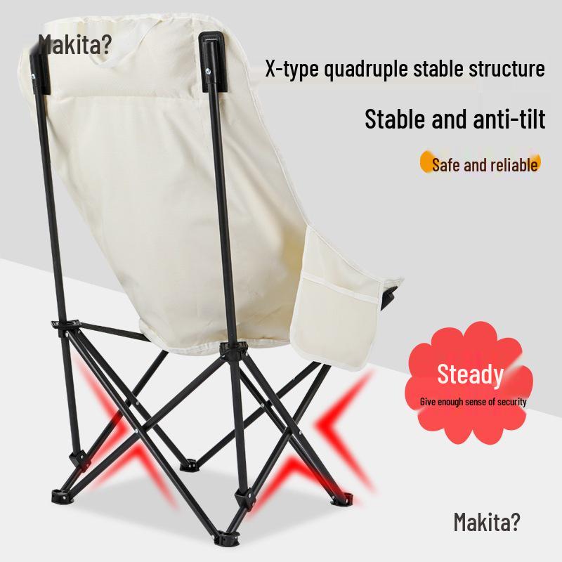 Hochhaus-Outdoor-Mondstuhl: Faltbarer, tragbarer Campinghocker mit hoher Rückenlehne