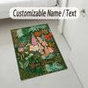 Floral Garden Theme Crystal Velvet Rug Personalized Custom Name Text Soft Floor Mat Home Decor