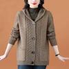 Fashionable Knitted Cardigan Sweater Jacket Loose Hooded Top