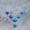 Blue Triplet Opal Gemstone Handmade 925 Sterling Silver Necklace 18" M-358