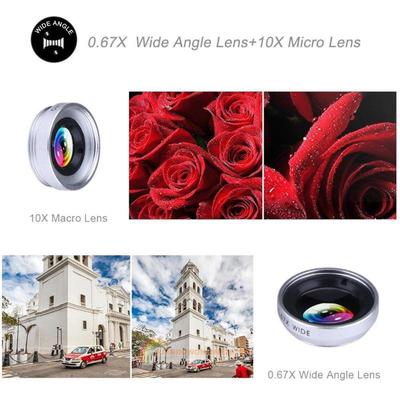 3-In-1 Clip On Cell Phone Camera Lens, 180 Degree Fisheye Lens + 10X Micro Lens +0.67X Wide Angle