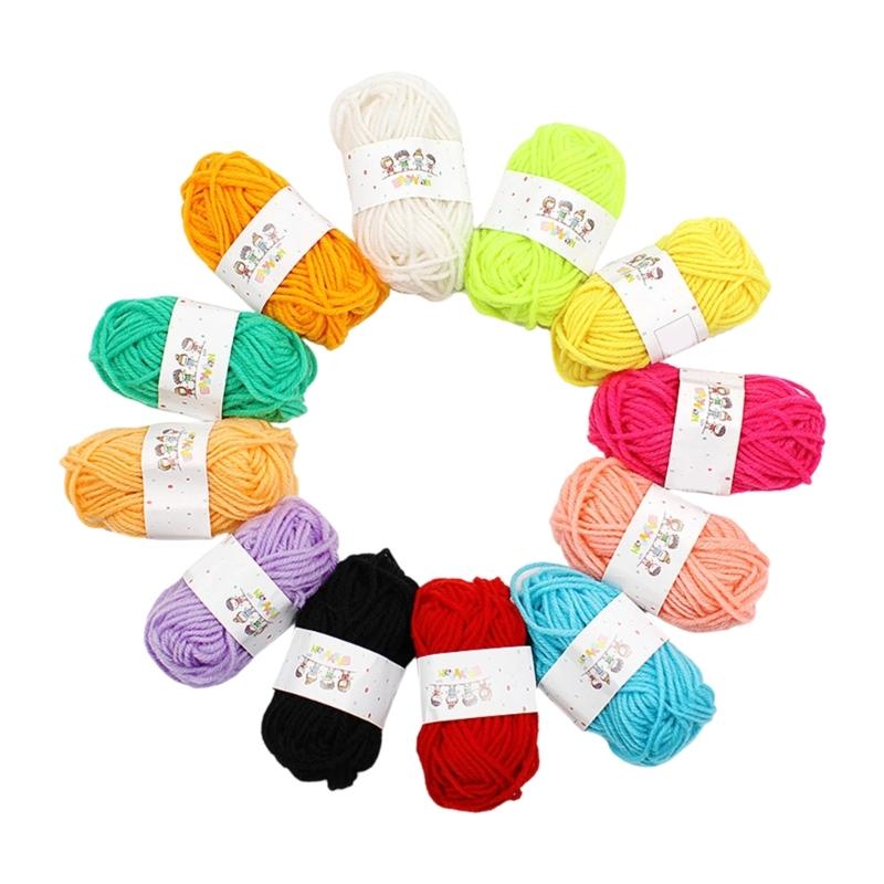 

12 Colors Crochet Yarn 4ply Colorful Yarn Hand Knitting Yarn Soft Yarn Easy to Use for Hat Blankets Scarves