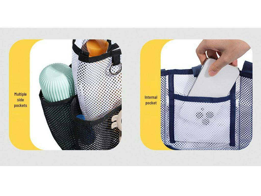 Large Capacity Beach Tote: Foldable Mesh Bag for Toiletries & Swimsuits with Single Shoulder Strap