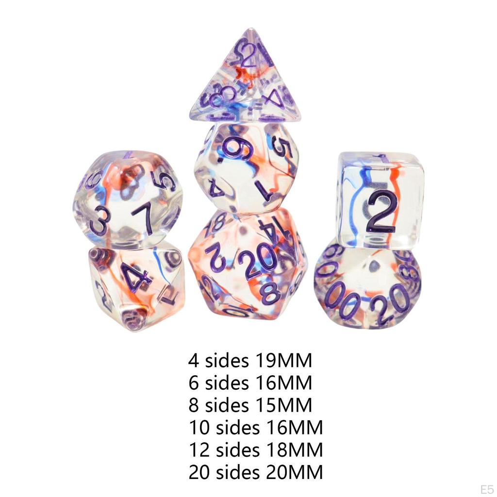 7 Pieces Multi Sided Game Dices, Dice Set, Dices Polyhedral for Bar