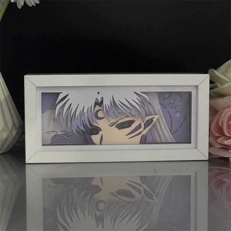 Inuyasha LED Light Box Anime Peripherals Bedroom Decor Night Lamp Multiple Colors Luminous Toys Collectible Desk Model Gifts