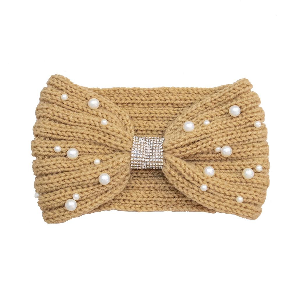 1PC Winter Pearl Headband for Women Wool Knitted Headbands New Cotton Headwear Elastic Hair Band Hair Accessories