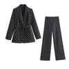 Office Lady Witte Blazerpakken Dames Lange Mouw V-Hals Sjerpen Blazer Hoge Taille Wijde Pijp Lange Broek Mode