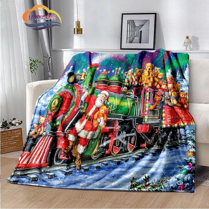 Frohe Weihnachten Serie Santa Decke Flanell Wärme Weiche Plüsch Sofa Bett Werfen