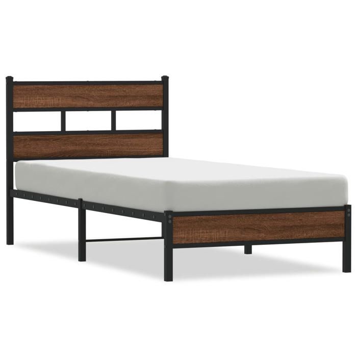 VidaXL Bed Frames Without Mattress Brown Oak 75x190cm Engineered Wood, Single Bed, Bedroom Furniture, Bed 4017298