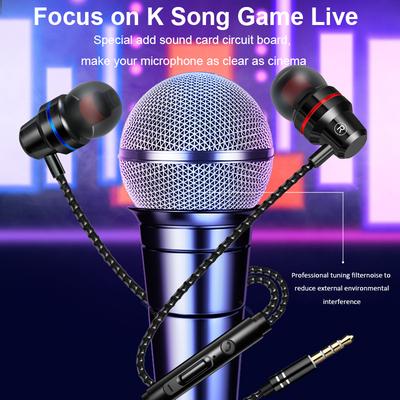 3.5mm Wired Headphones In Ear Headset Wired Earphones with Microphone Bass HiFi Stereo Earbuds Sports In-line Control For Phones