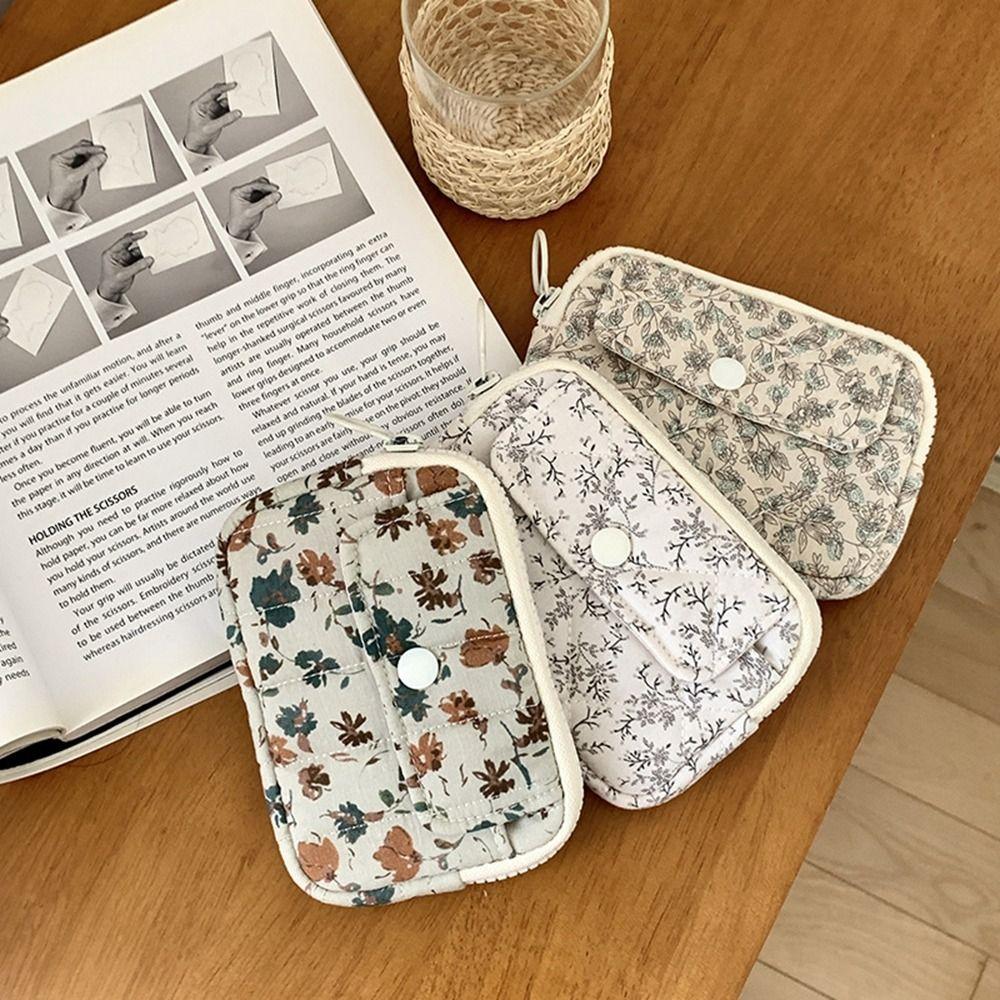 Large Capacity Floral Coin Purse Flower Mini Canvas Storage Bag Small Makeup Lipstick Bag  Outdoor