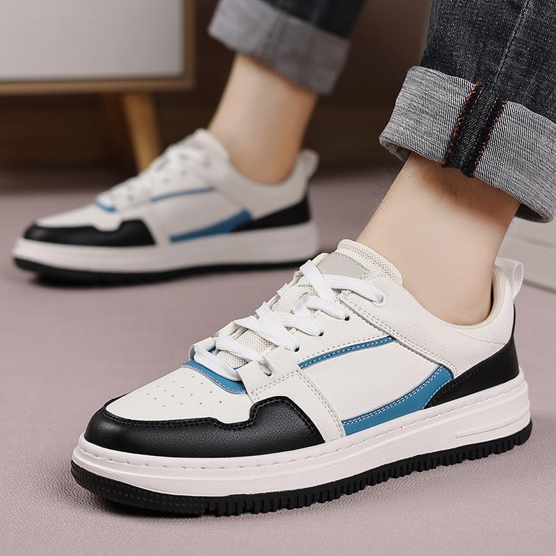 Fashion 2025 Men's Leather Casual Shoes Fashion Lace-Up Sneakers Breathable Male Walking Shoes Lightweight Slip-Resistant Male Footwear