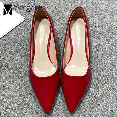 Klasické značkové lodičky Dámské červené boty na vysokém podpatku Dámské společenské boty Špičaté mokasíny 3,5 cm Femme Středně vysoký podpatek Svatba Svatební obuv