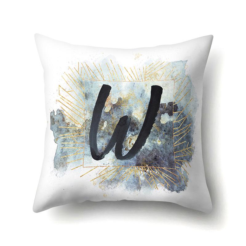 Polyester Pillowcase Home Car Decoration Printing Pillowcase 26 English Letters Sofa Cushion Cover