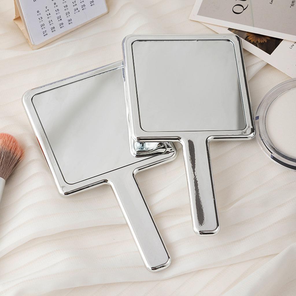 Espejo de Mano Cuadrado Vintage Electrochapado para Mujer Espejo de Maquillaje Portátil Espejo de Mano Estético
