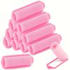 Pack of 12 Pink Foam Curlers, Portable Styling Tools for All Hair Types, Soft and Elastic Sleep Curler for Women and Girls, Flexible Sponge Rollers