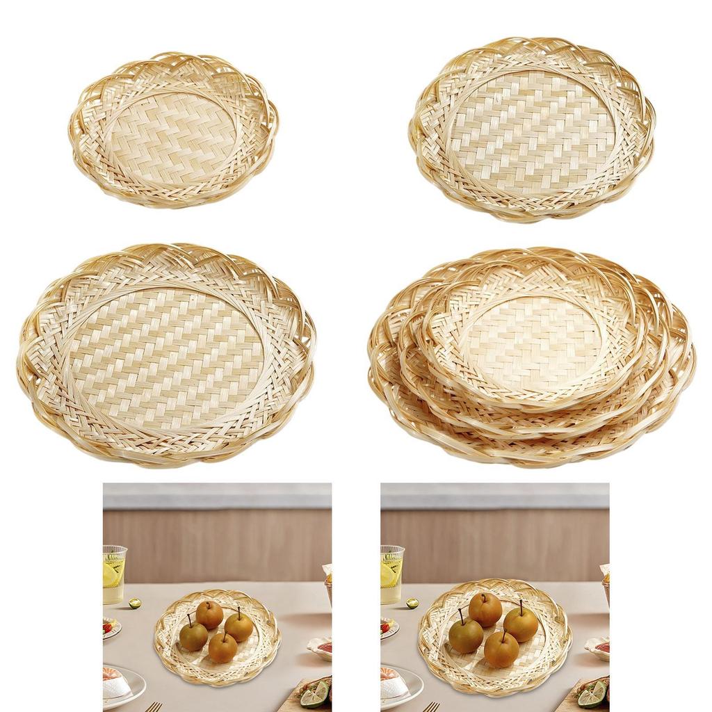 Bambuskorb Tablett Lebensmittelaufbewahrung Servierplatte Handgeflochtener Behälter Leichter Brotkorb für Zuhause Snacks Gemüse Party Küche