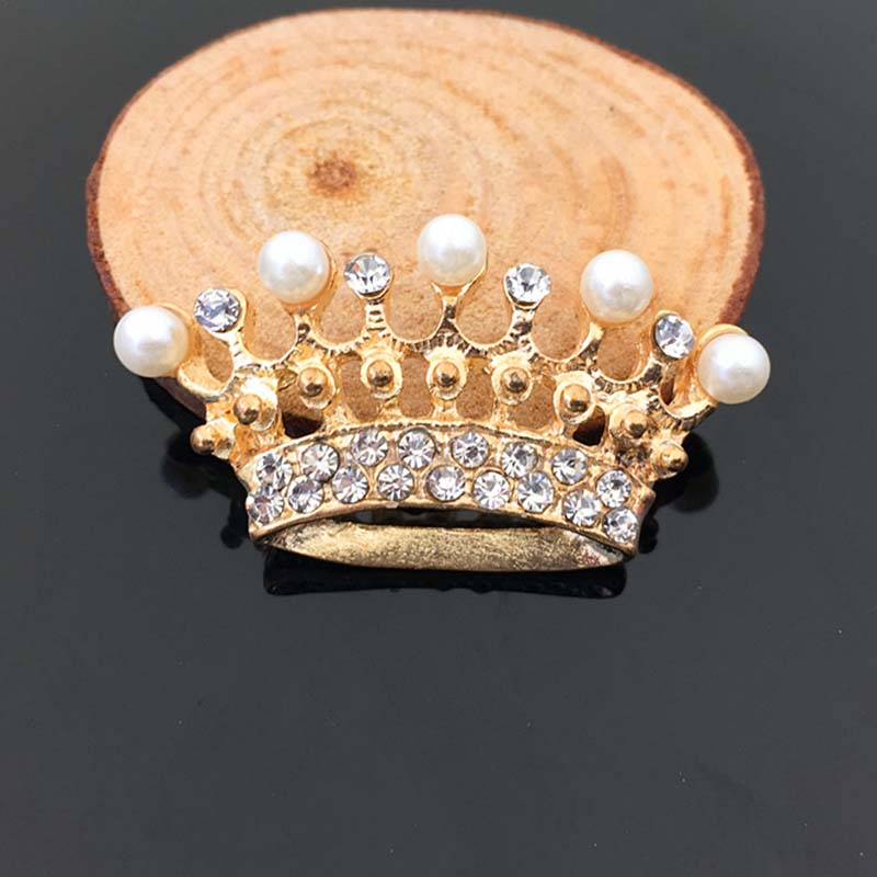 Engood 50Pcs Pearl Rhinestones Crown Button Sewing Trim & Embellishments Craft Buckle for DIY Bag Hair Accessories